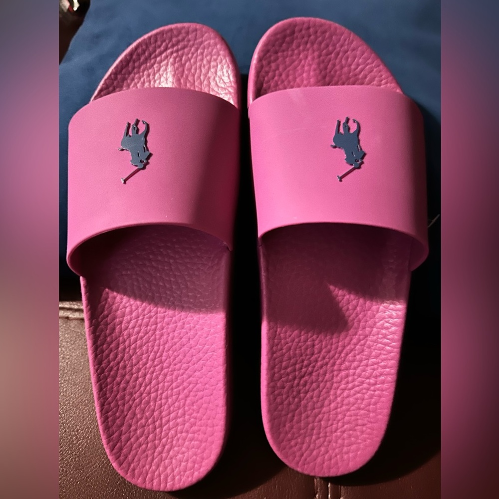NWT Ralph Lauren Polo slides, magenta, size 10